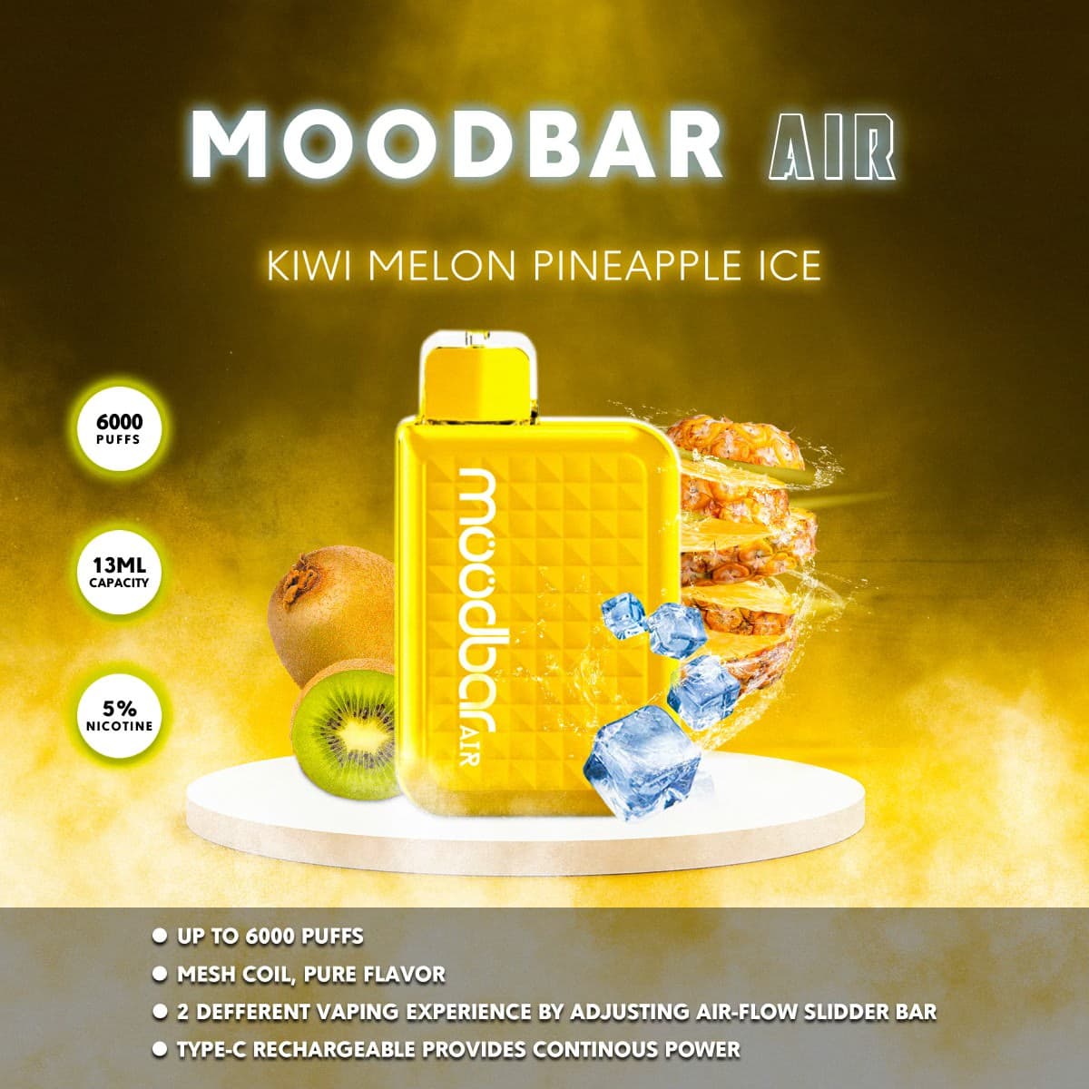 MOODBAR AIR KIWI MELON PINEAPPLE ICE